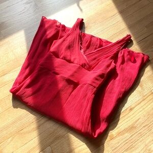 2000s jcrew red silk cocktail dress